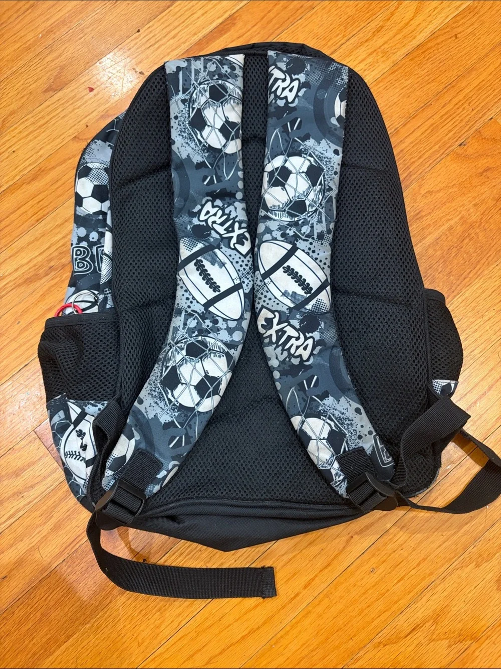 Soccer Flame Graphic Kids Backpack - Black